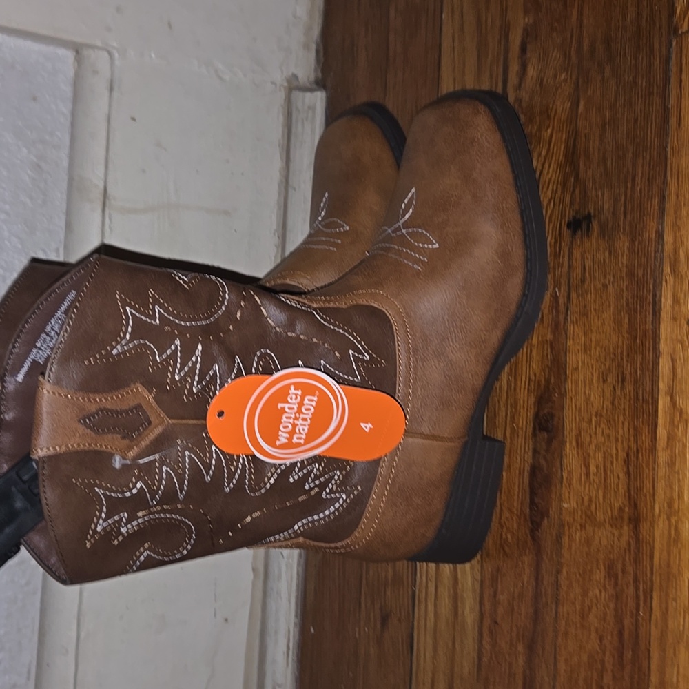 wonder nation Brown Kids Western Pull-On Boots